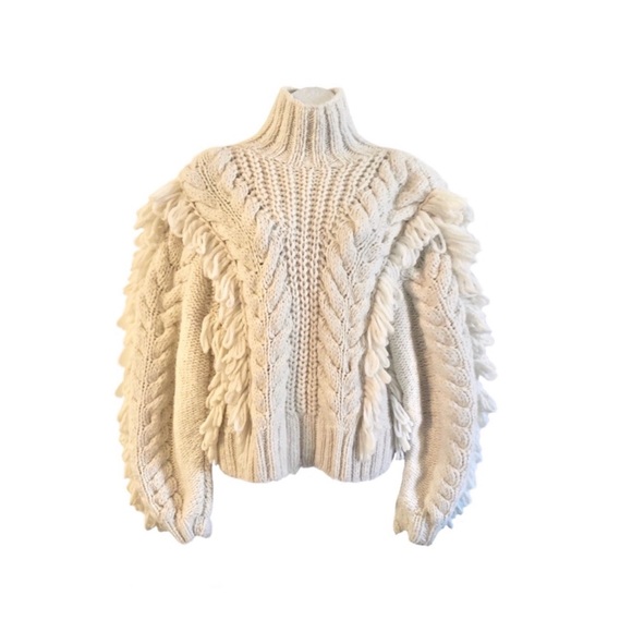 Ulla Johnson Chunky Cable Knit Amore Sweater Cream